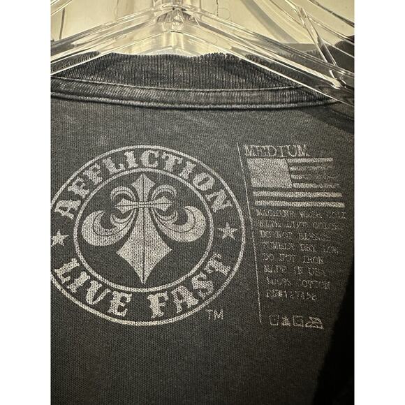 Affliction Live Fast Men’s Size Medium T-shirt Distressed Skull Y2K Biker Grunge - Picture 7 of 10
